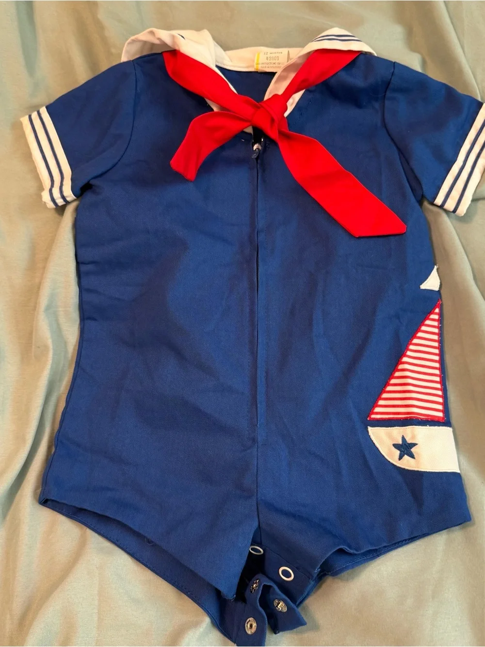 Vintage Navy Sailor One-Piece Romper with Red Neck Tie